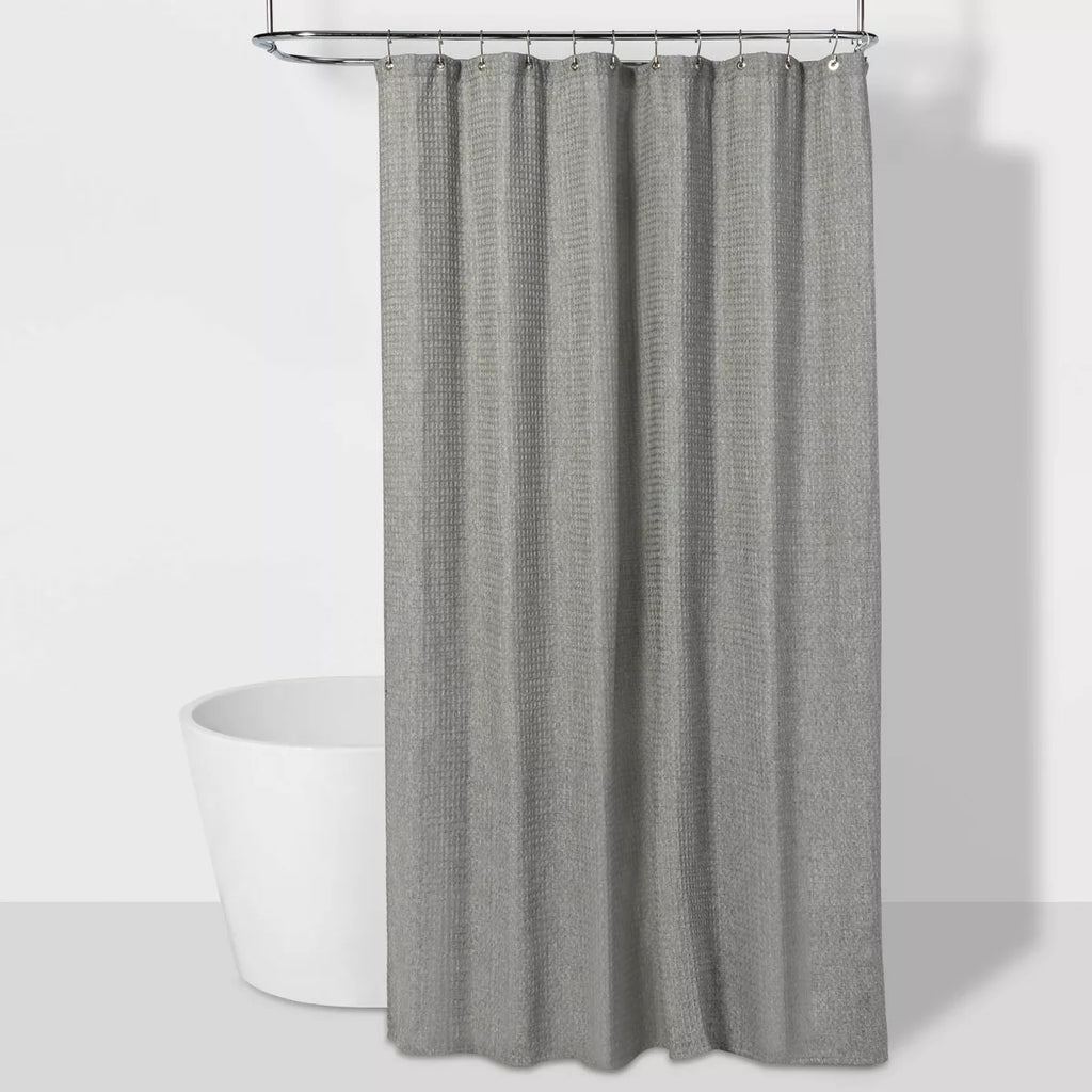 72"x72" Waffle Weave Shower Curtain Gray - Threshold