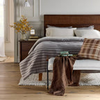 18"x18" Stripe Square Toss Pillow Brown/Tan - Hearth & Hand with Magnolia