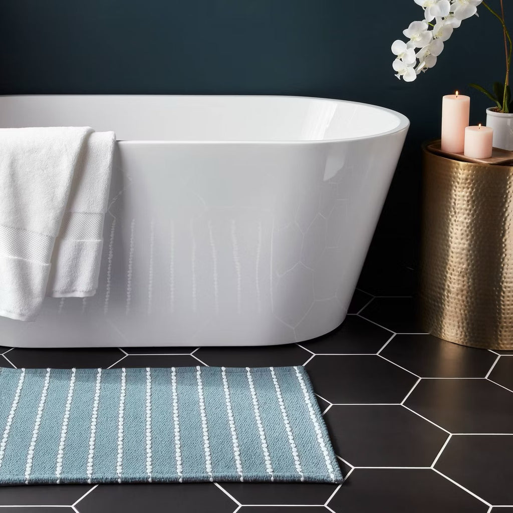 20"x30" Performance Plus Bath Rug Striped Aqua - Threshold