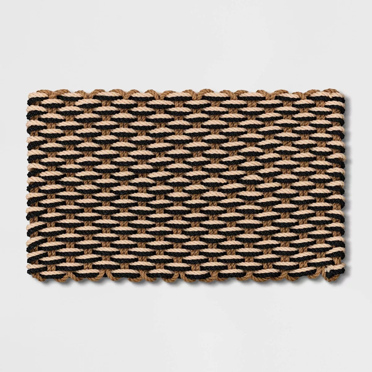 1'6" x 2'6" Rope Braided Basket Weave Doormat Black/Brown/Cream - Threshold