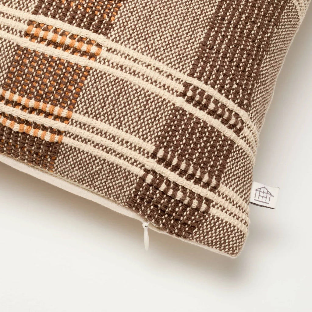 18"x18" Stripe Square Toss Pillow Brown/Tan - Hearth & Hand with Magnolia