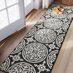 2' x 7' Washable Runner Medallion Tufted And Hooked Rug Gray - Threshold