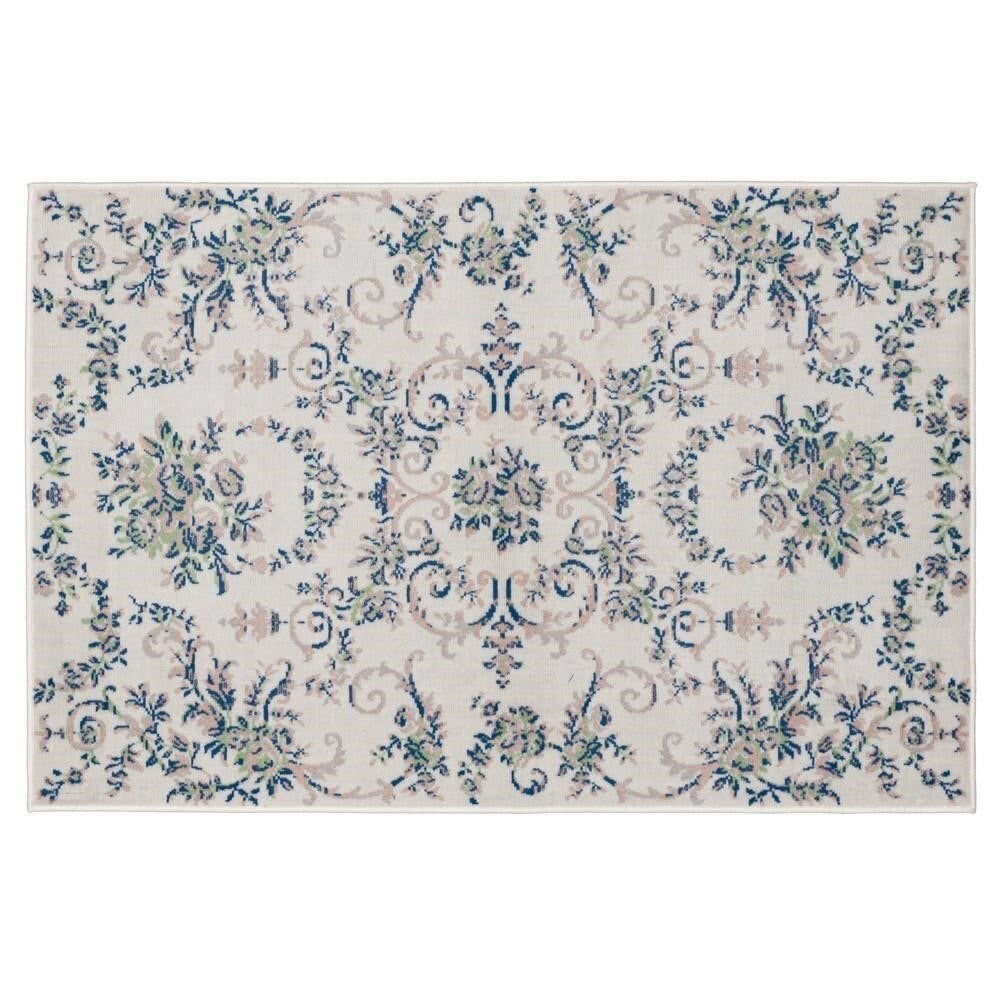 4'x6' Floral Scroll Woven Area Rug Cream/Pink