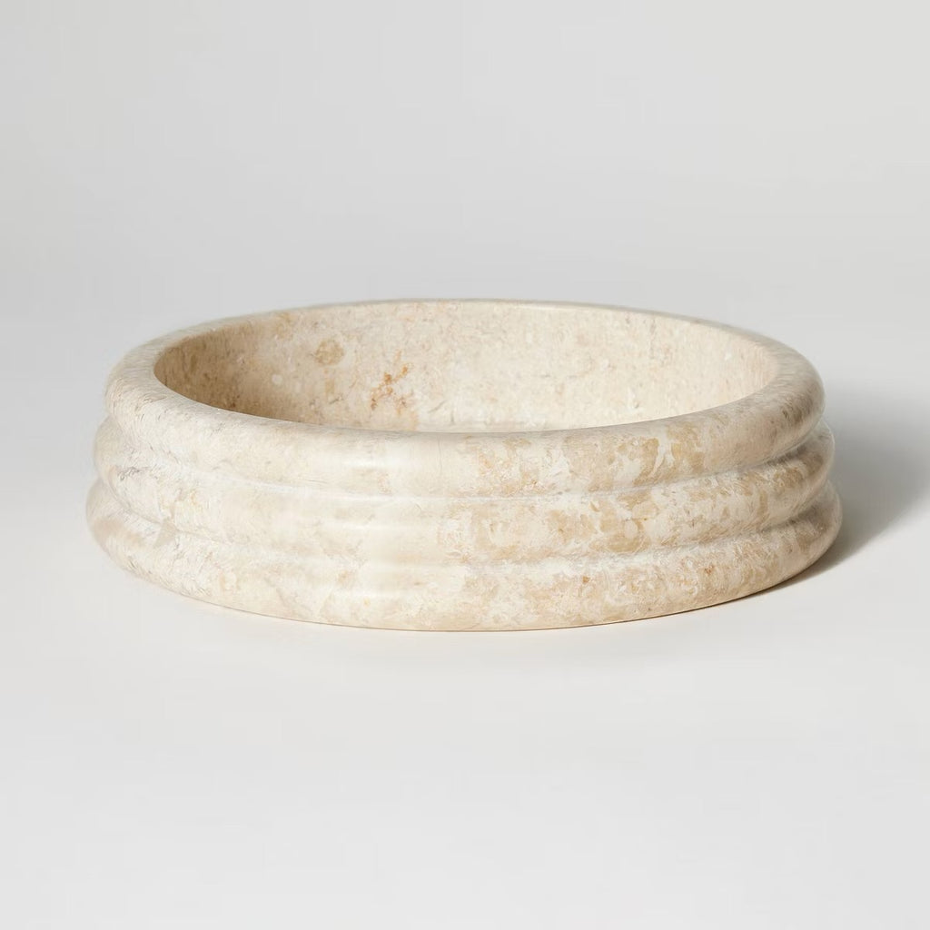 Marble Tray Beige - Threshold™ designed with Studio McGee: Elegant Round Tabletop Accent, Spot Clean Only