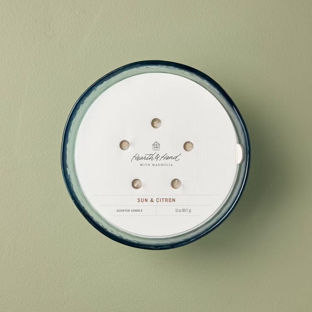 5-Wick Textured Glass Sun and Citron Jar Candle 32oz Blue - Hearth & Hand with Magnolia