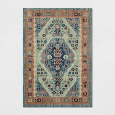7' x 10' Buttercup Diamond Vintage Persian Style Woven Rug Blue - Threshold
