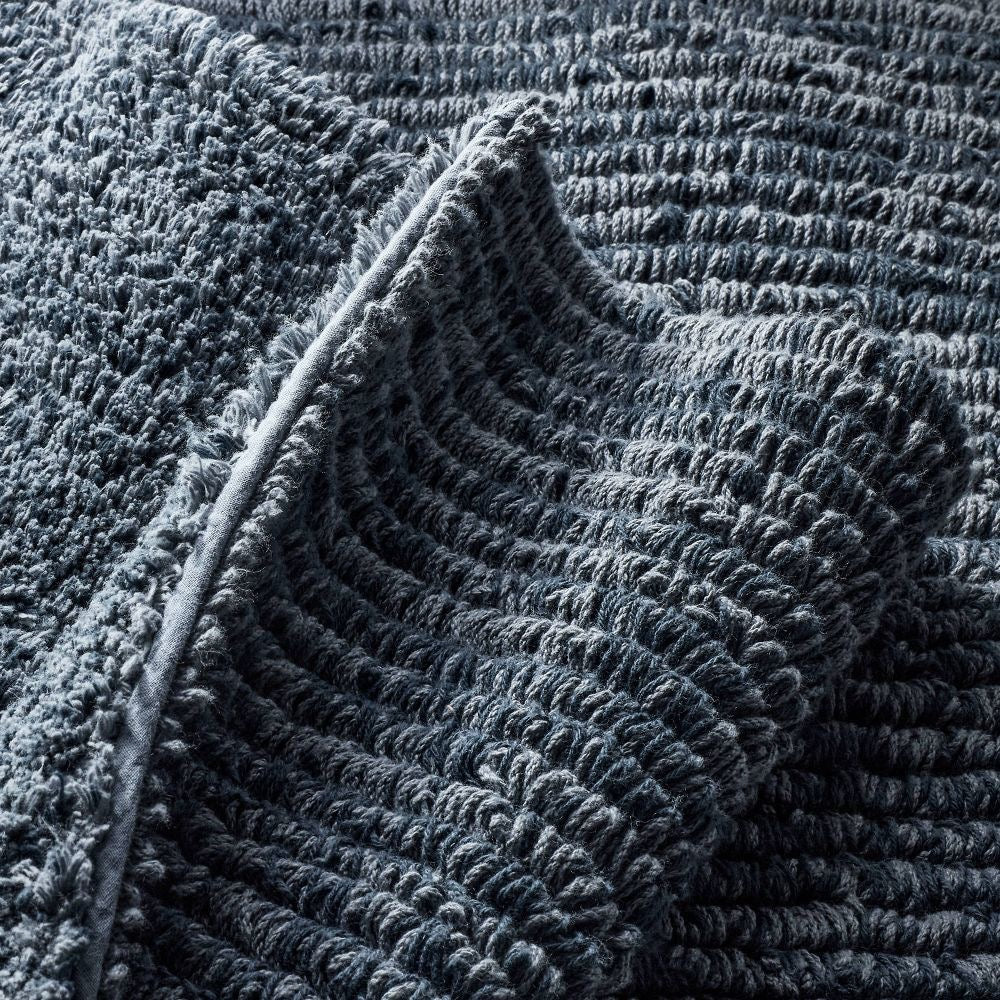 24"x40" Organic Melange Reversible Bath Rug Dark Mineral Blue - Casaluna