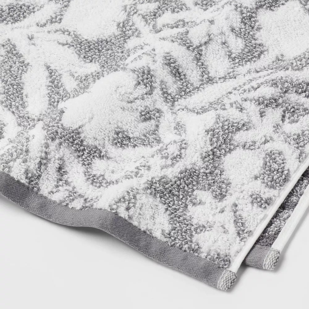 Performance Plus Bath Towel Gray Floral - Threshold