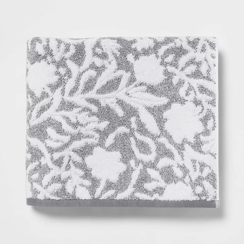 Performance Plus Bath Towel Gray Floral - Threshold