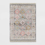 5'x7' Monarch Geometric Tile Printed Persian Style Rug Ivory/Multi - Threshold