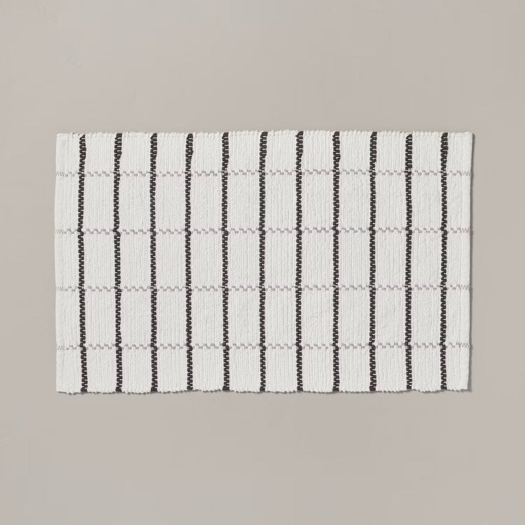 20"x32" Grid Weave Bath Rug Cream/Gray