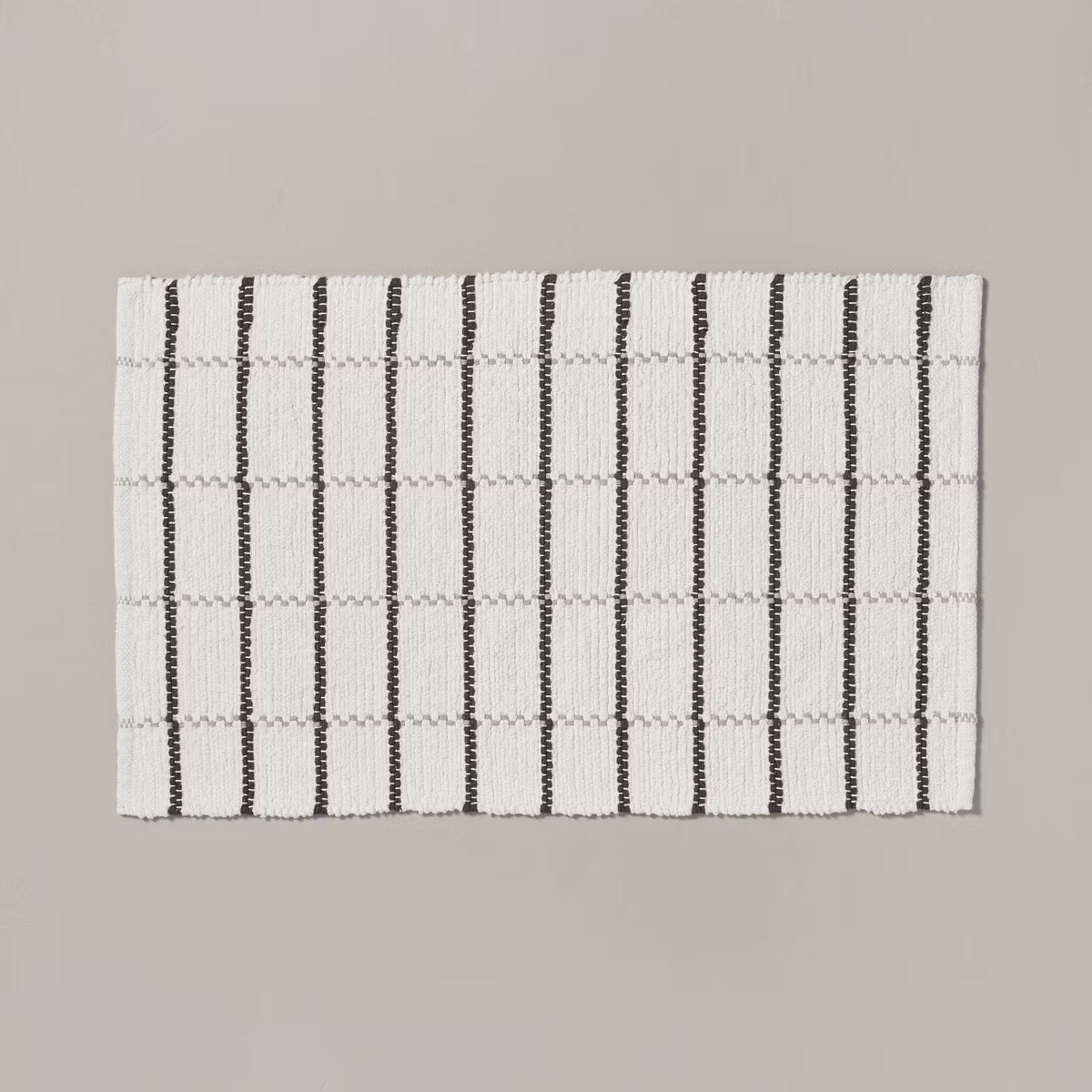 20"x32" Grid Weave Bath Rug Cream/Gray