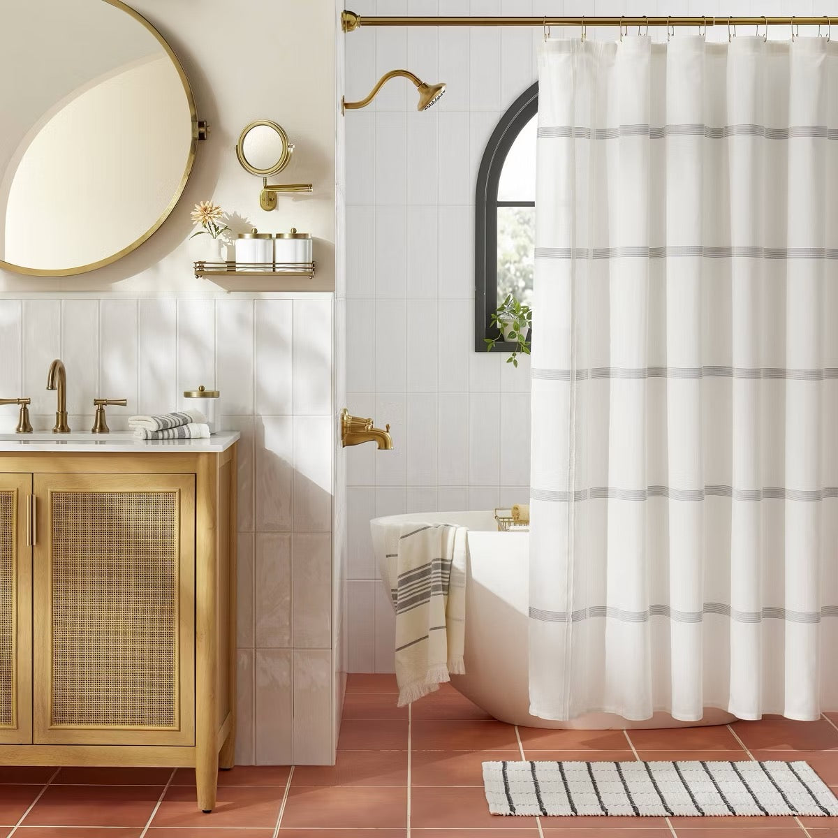 20"x32" Grid Weave Bath Rug Cream/Gray