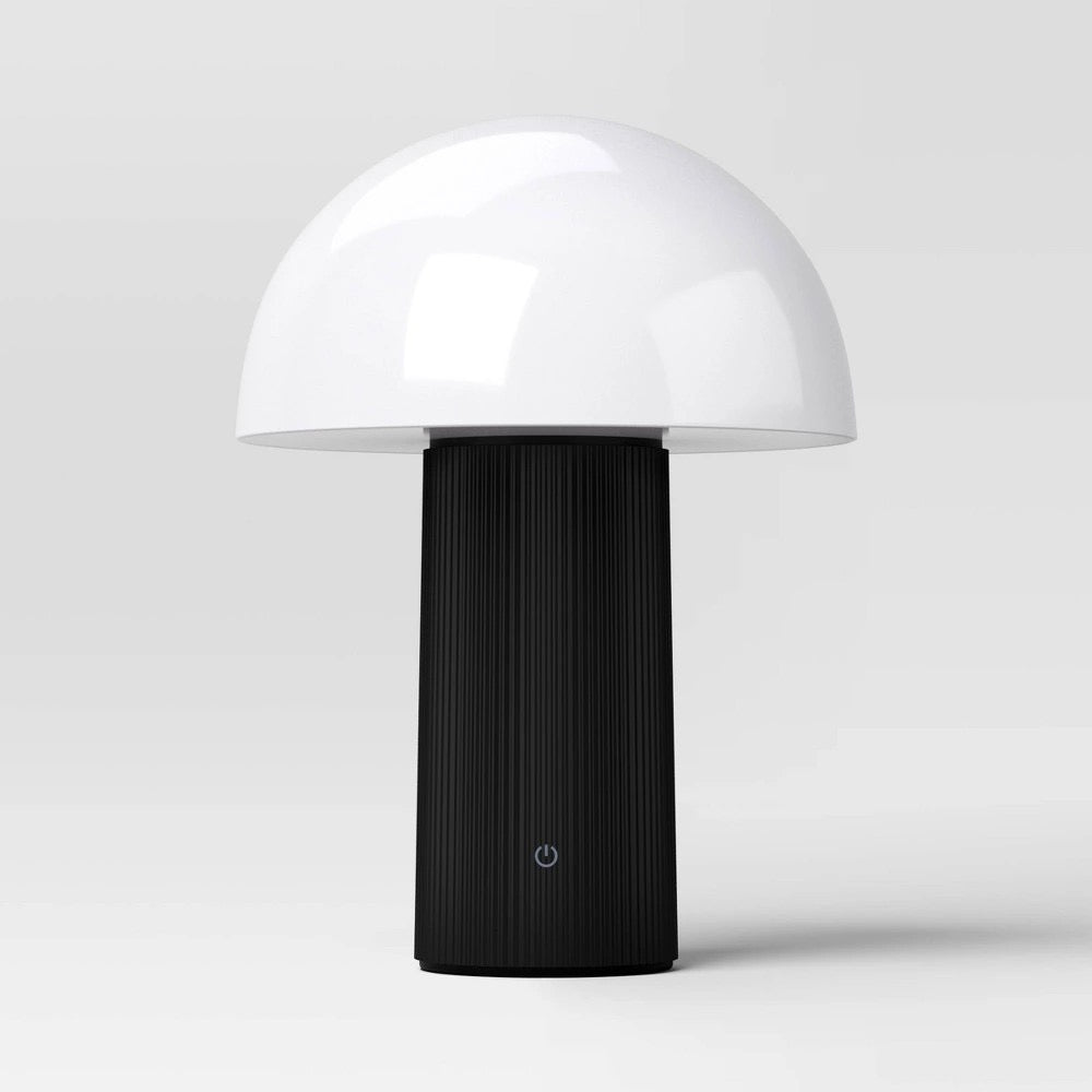 Portable Cordless Mushroom Table Lamp with Rechargeable Battery Black - Room Essentials