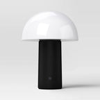 Portable Cordless Mushroom Table Lamp with Rechargeable Battery Black - Room Essentials