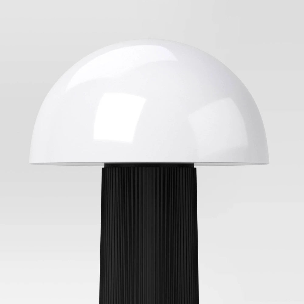 Portable Cordless Mushroom Table Lamp with Rechargeable Battery Black - Room Essentials