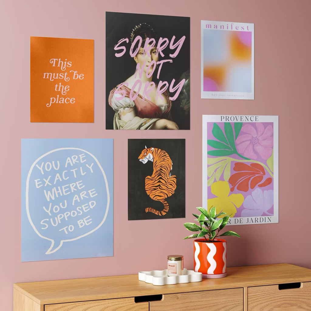 20" x 16" 6pc Expressive Maximalist Wall Art Set Poster Prints - Room Essentials