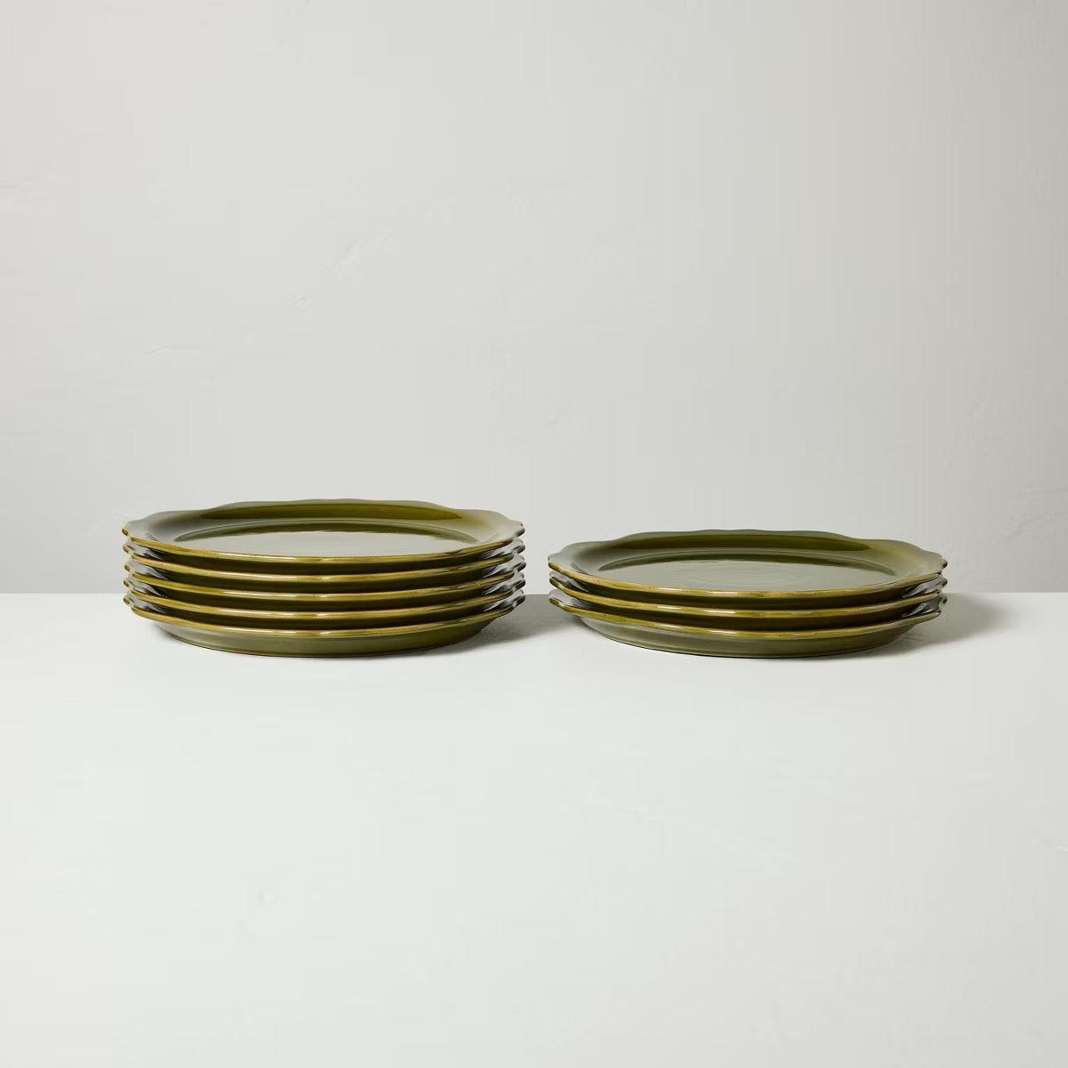 Set of 8 Carved Edge Salad Plates Green - Hearth & Hand with Magnolia