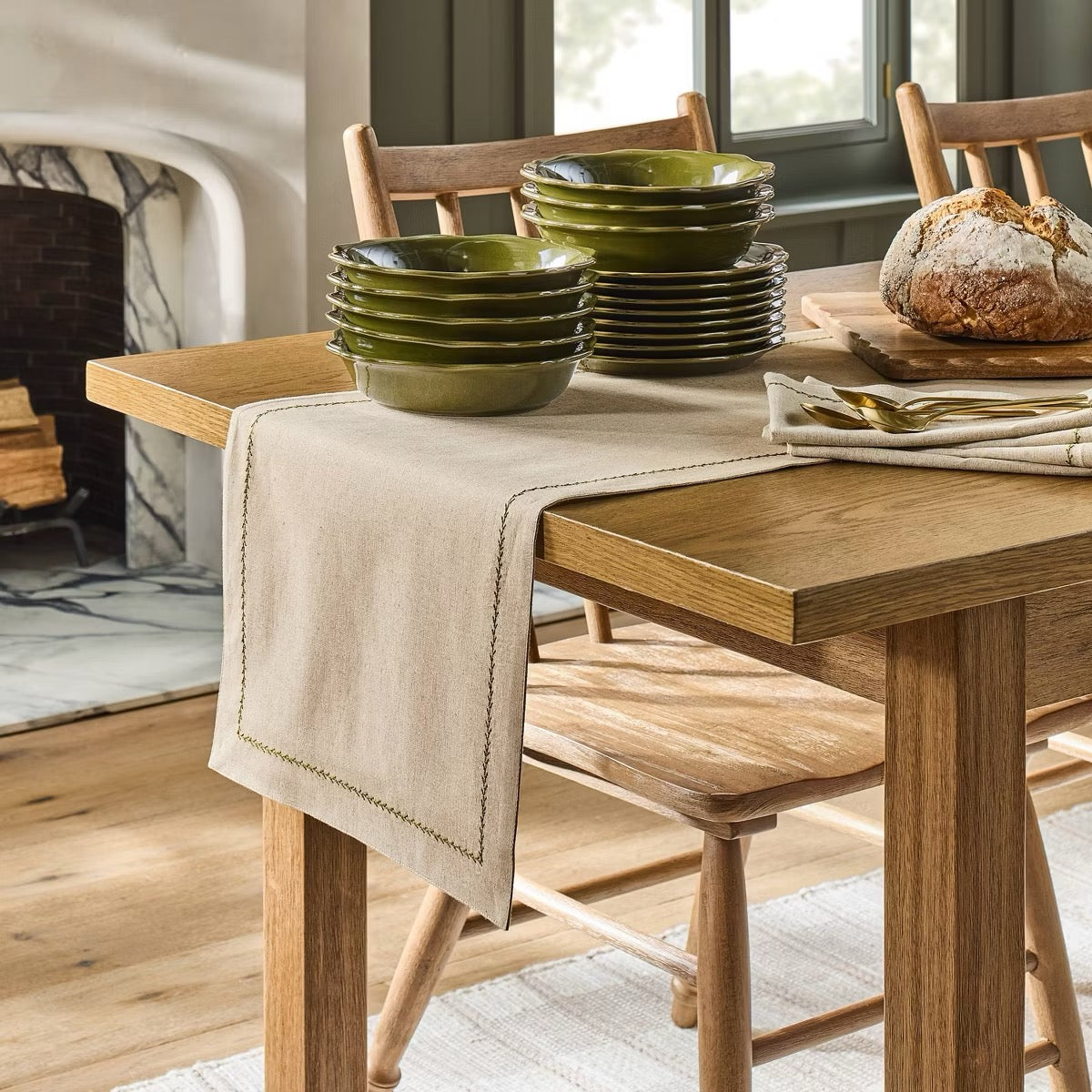 Set of 8 Carved Edge Salad Plates Green - Hearth & Hand with Magnolia