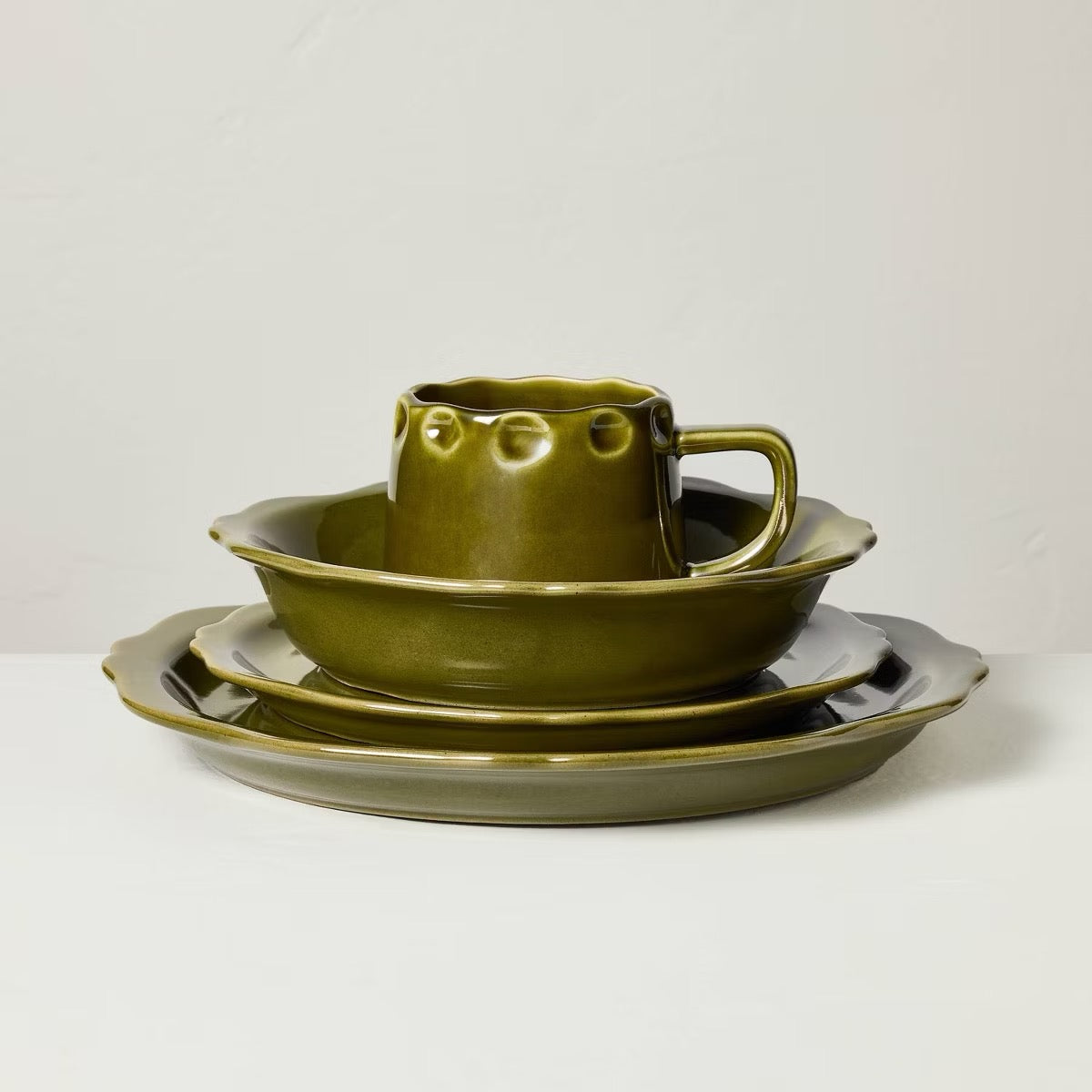 Set of 8 Carved Edge Salad Plates Green - Hearth & Hand with Magnolia