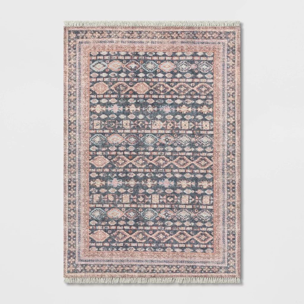 5’ x 7’ Alexandra Floral Printed Border Persian Style Rug Blush Pink - Threshold