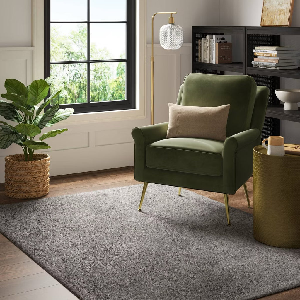 5'1"x6'11" Solid Eyelash Woven Shag Rug Gray - Threshold