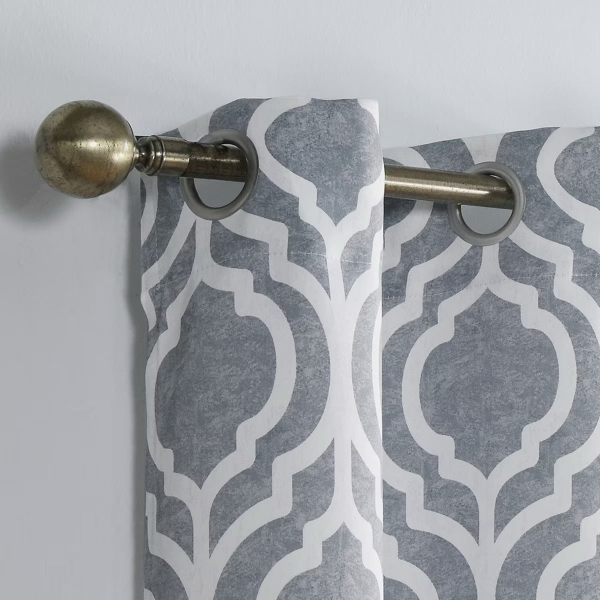 2PK 40"x95" Sun Zero Blackout Eldon Trellis Print Grommet Curtain Panel Gray
