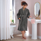 S/M Spa Plush Bath Robe Dark Gray - Threshold