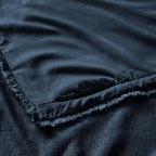 Full/Queen Heavyweight Linen Blend Comforter and Sham Set Dark Mineral Blue - Casaluna