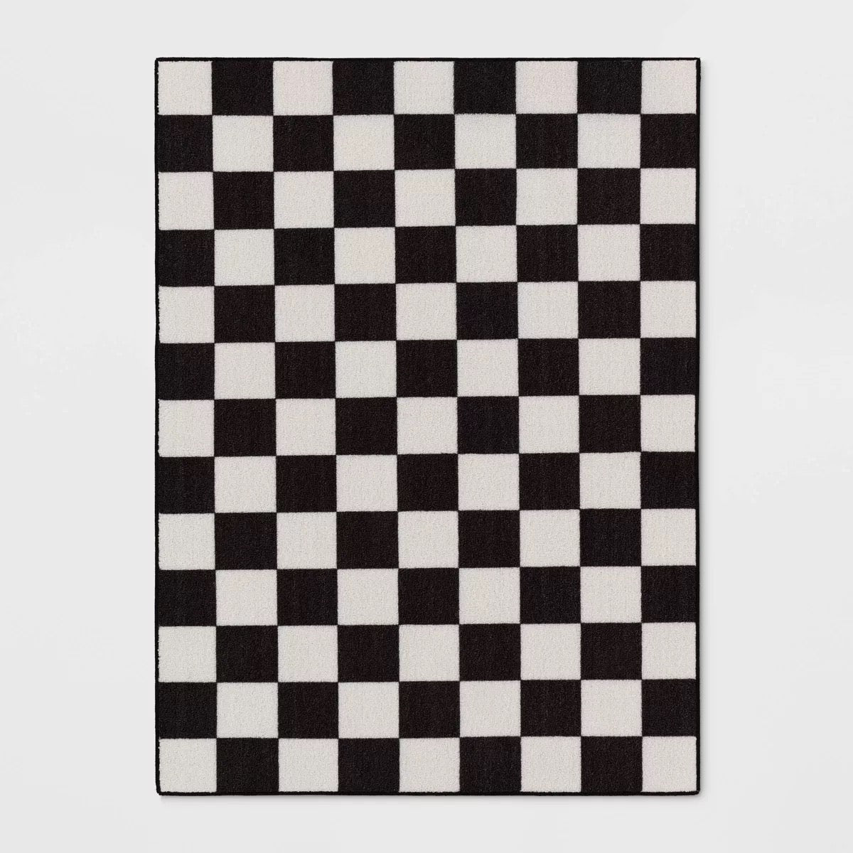 4'x5'5" Washable Small Checker Accent Rug Charcoal and Ivory - Room Essentials