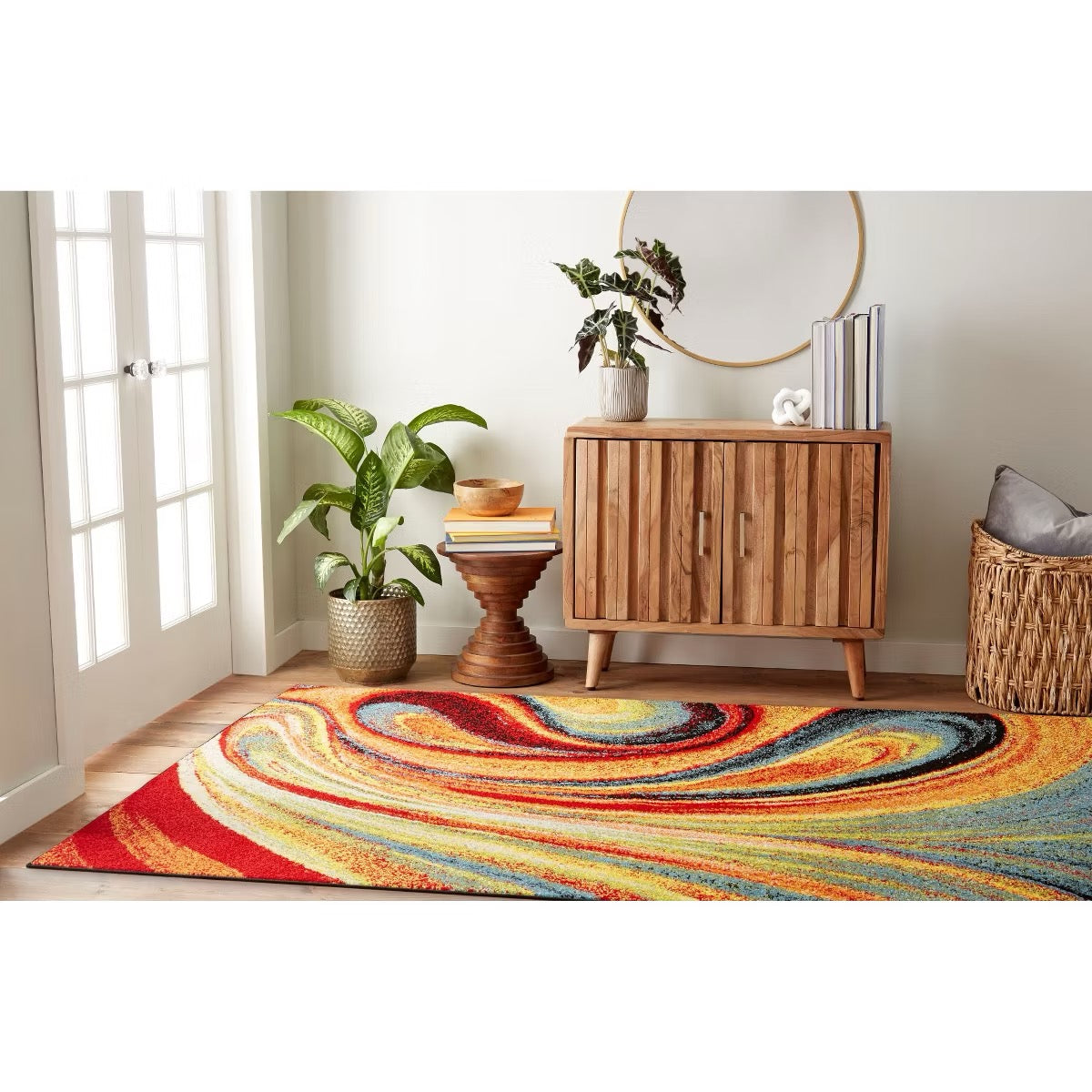 3'3" x 4'3" Splash Adja Contemporary Abstract Swirl Area Rug