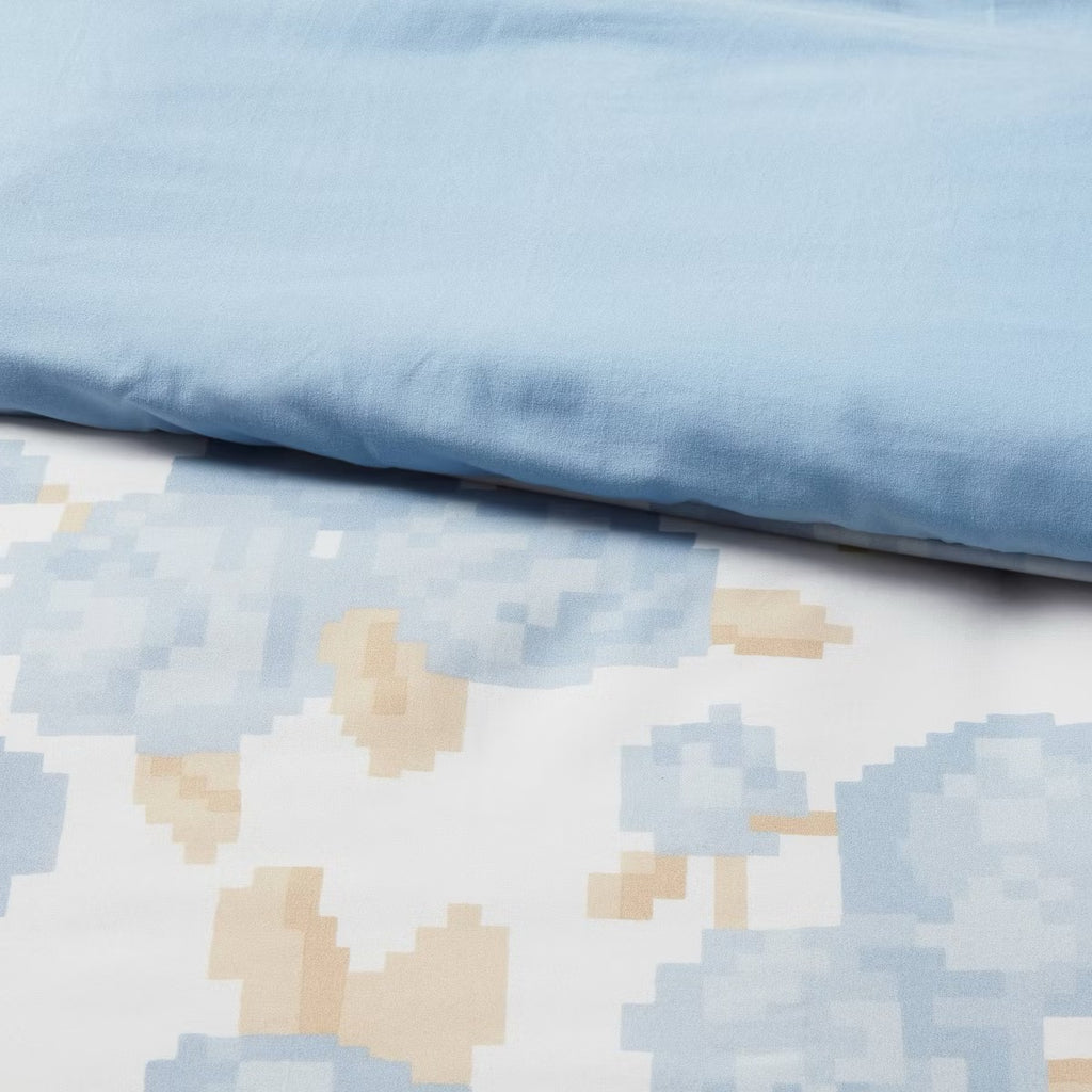 Full/Queen Microfiber Comforter Reversible Light Blue Floral - Room Essentials