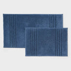 2pc 17"x24" and 20"x34" Cotton Striped Non Skid Bath Rug Set