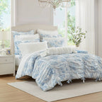 Twin/Twin Extra Long Armoire Collection  Toile Floral Comforter Blue