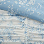 Twin/Twin Extra Long Armoire Collection  Toile Floral Comforter Blue
