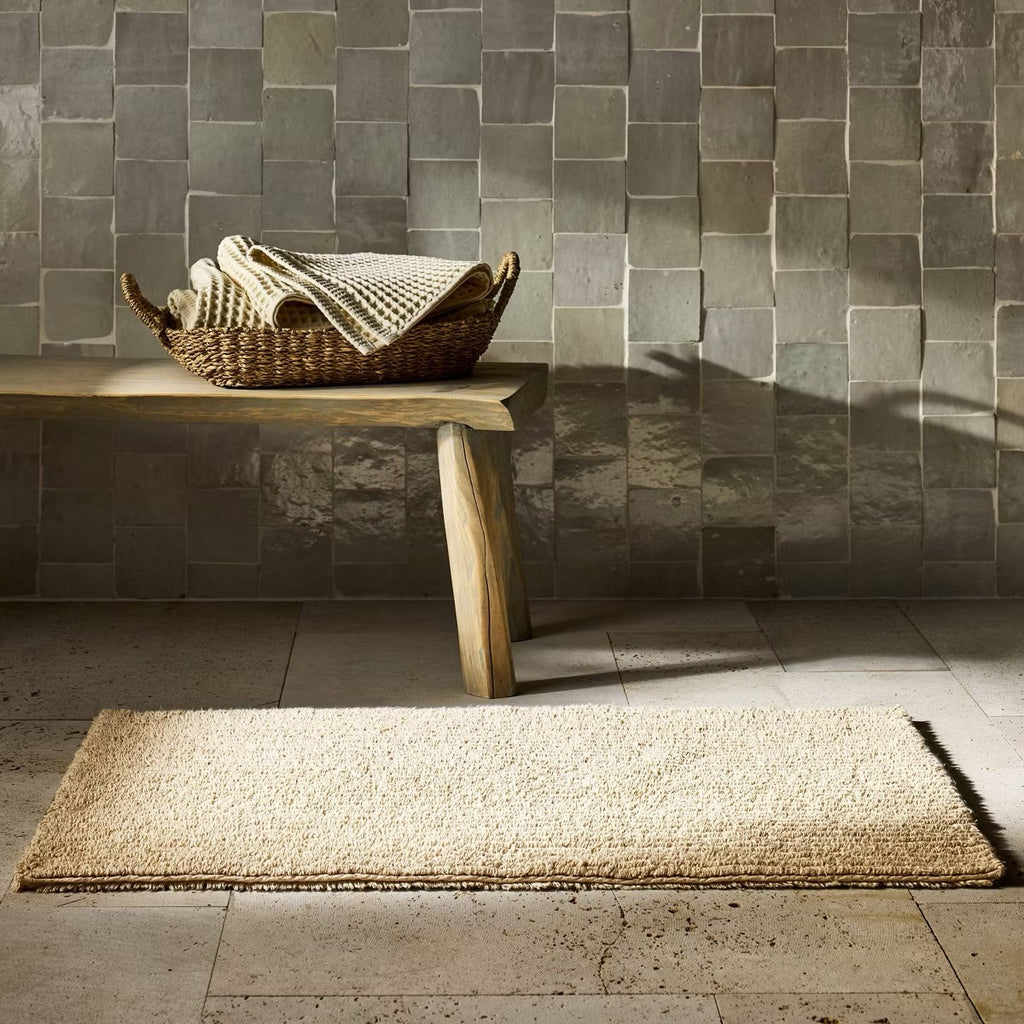 21"x34" Organic Melange Reversible Bath Rug Natural - Casaluna
