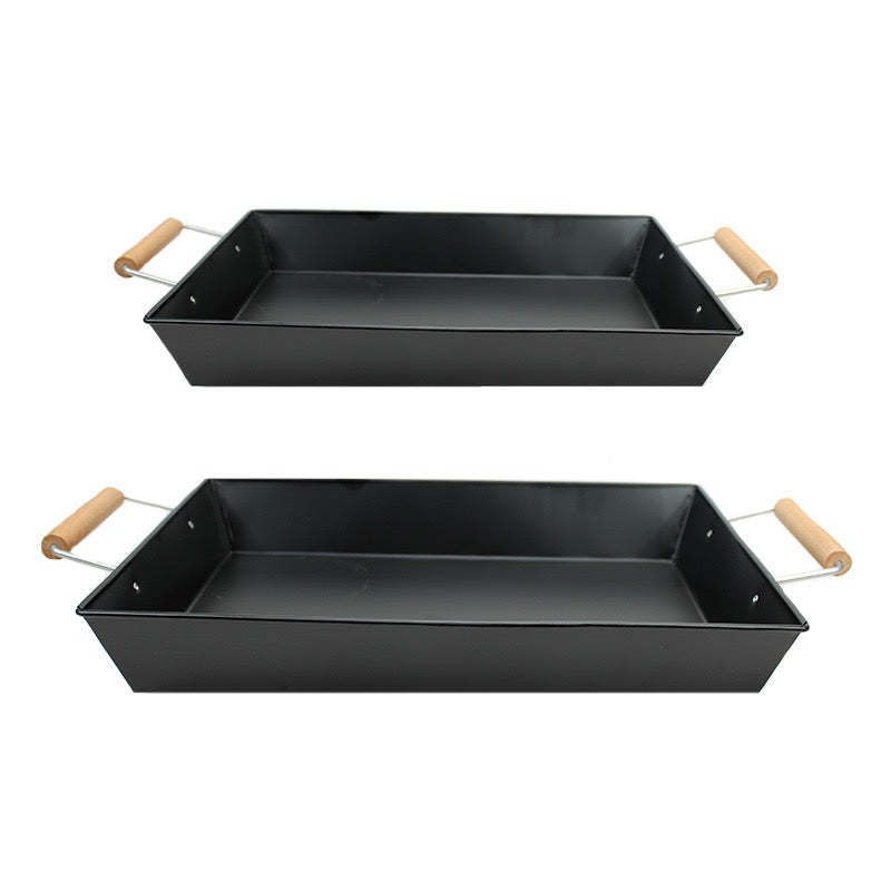 SET OF 2 BLACK TRAYS