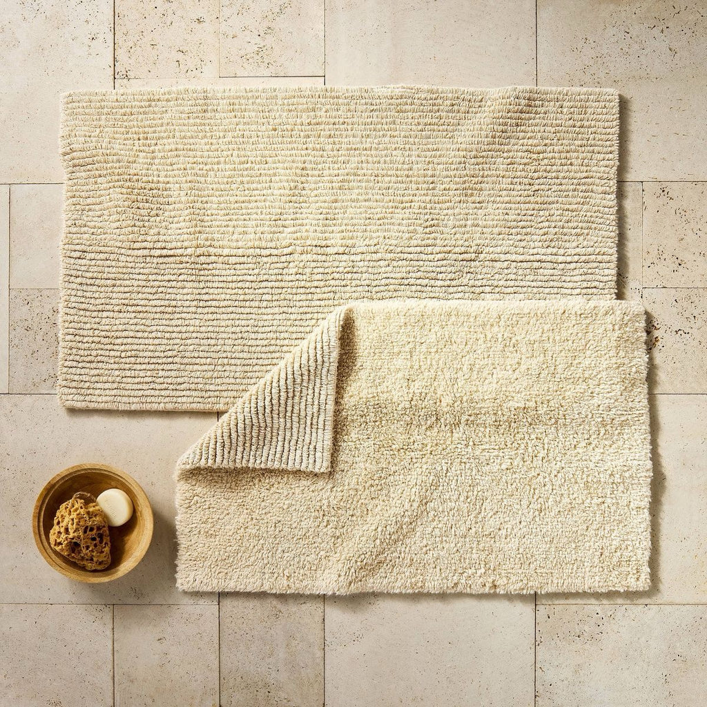 21"x34" Organic Melange Reversible Bath Rug Natural - Casaluna