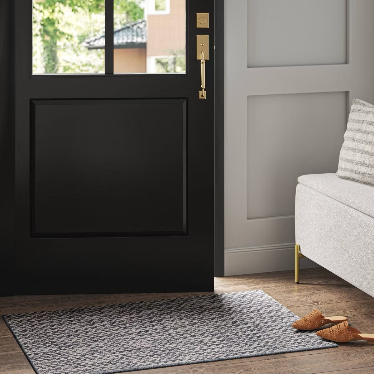 2'6"x3'8" Washable Weave Herringbone Accent Rug Indigo - Threshold