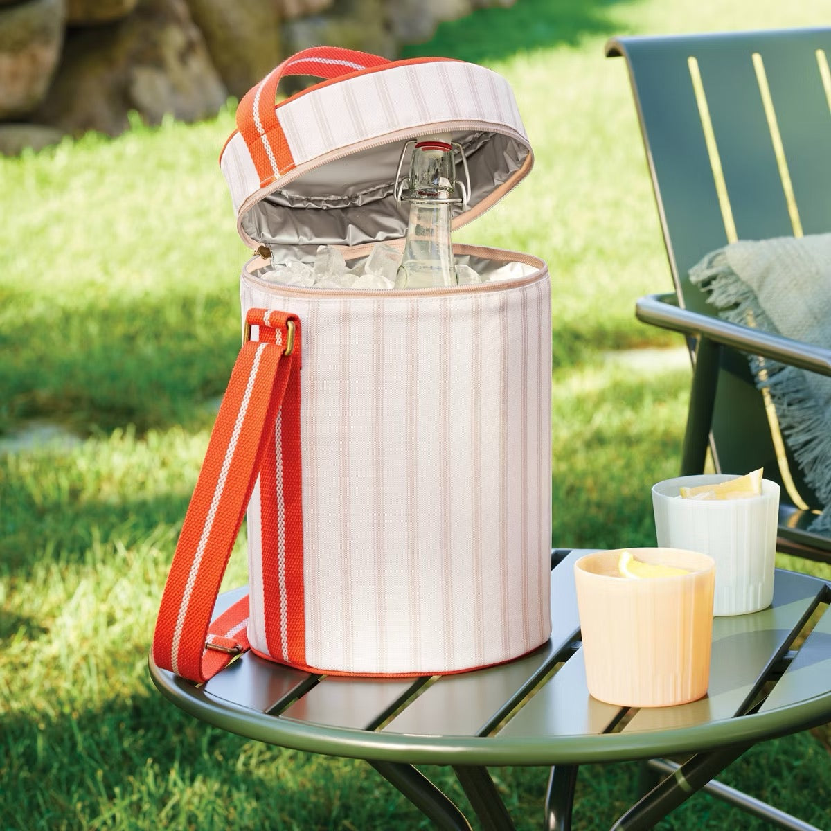 Soft-Sided 10can/6qt Portable Barrel Bag Cooler Coral/Orange - Hearth & Hand