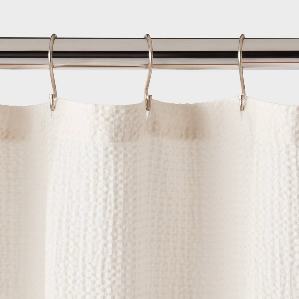 Oversized Relaxed Waffle Weave Shower Curtain Ivory - Threshold