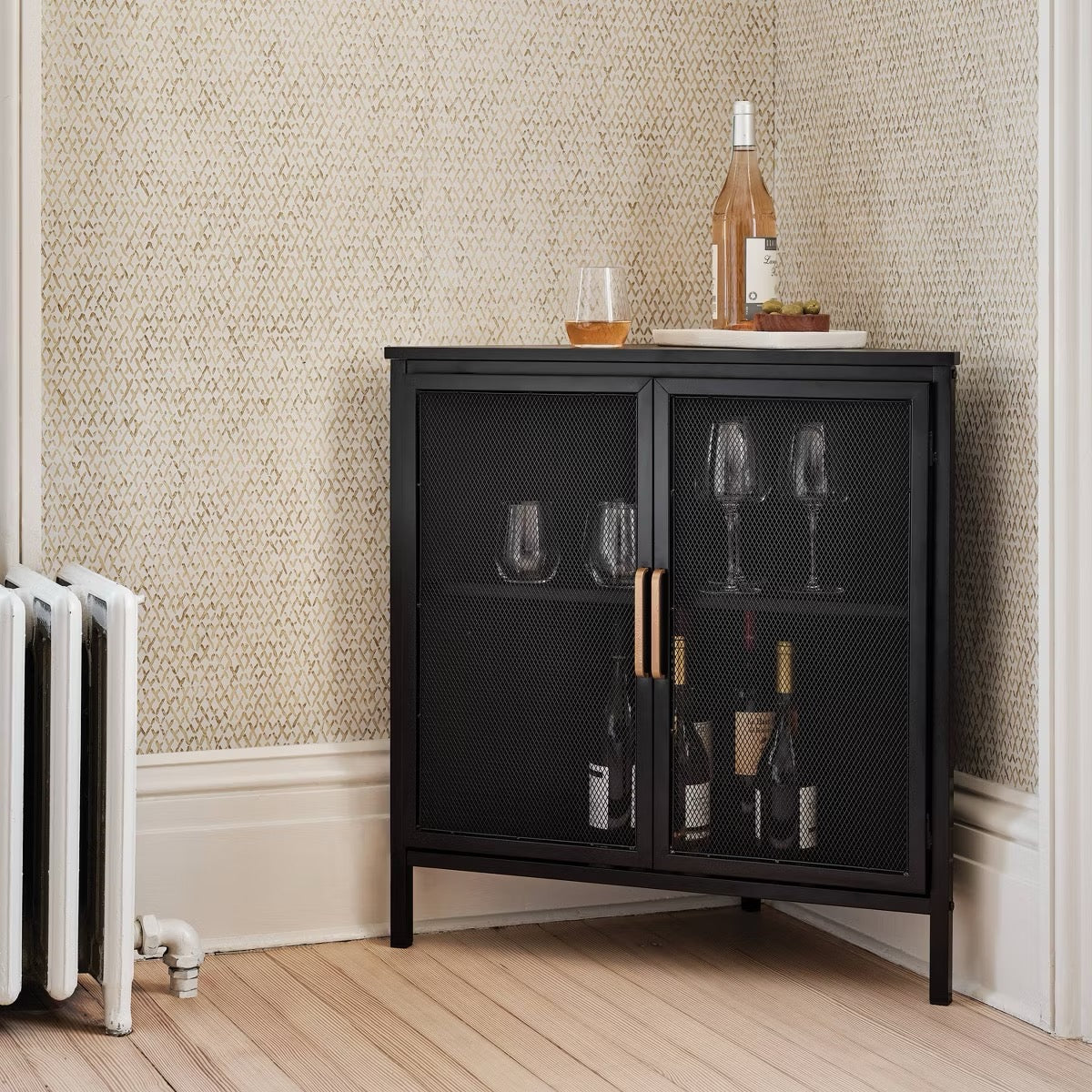 Mesh Corner Cabinet Black - Threshold