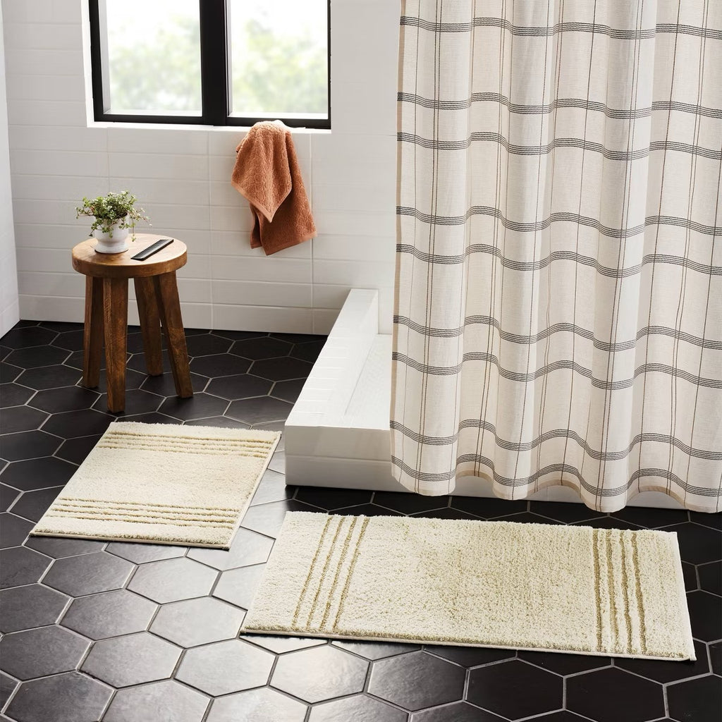 2pc 17"x24" and 20"x34"  Non Skid Bath Rug Set Tan - Threshold