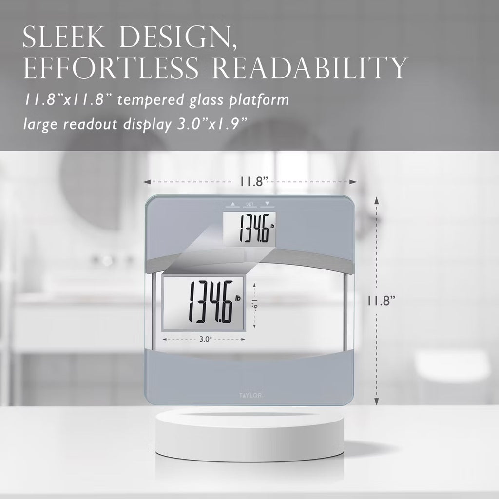 Taylor Glass Body Composition Bathroom Scale - Silver/Clear