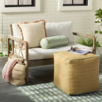18"x18" Textured Woven Flange Detail Indoor/Outdoor Square Throw Pillow Natural/Blush