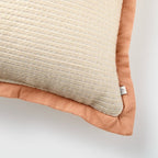 18"x18" Textured Woven Flange Detail Indoor/Outdoor Square Throw Pillow Natural/Blush