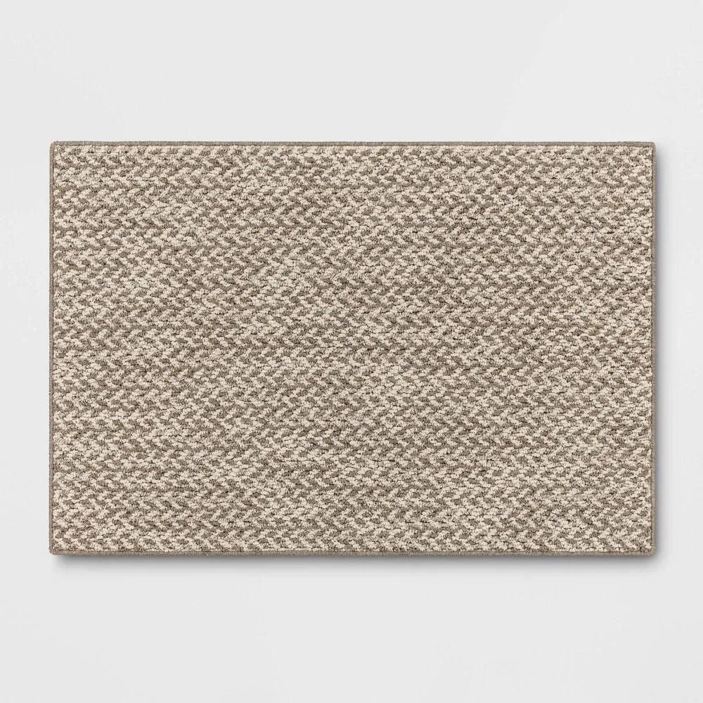 2'6"x3'8" Washable Weave Herringbone Accent Rug Cream - Threshold