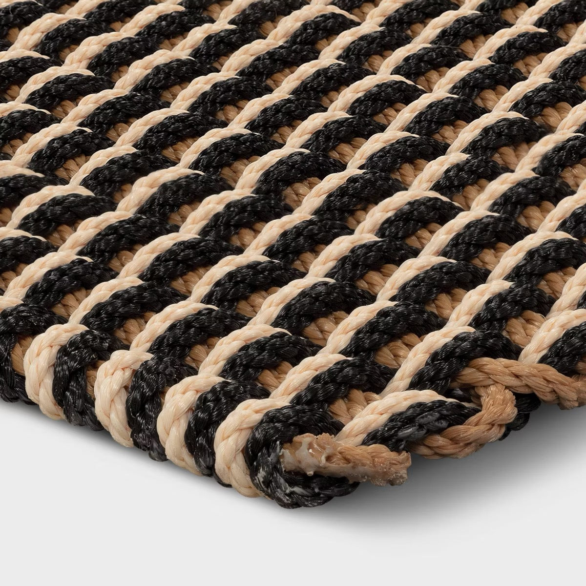 1'6" x 2'6" Rope Braided Basket Weave Doormat Black/Brown/Cream - Threshold