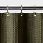 72"x72" Waffle Weave Shower Curtain Dark Olive Green - Threshold