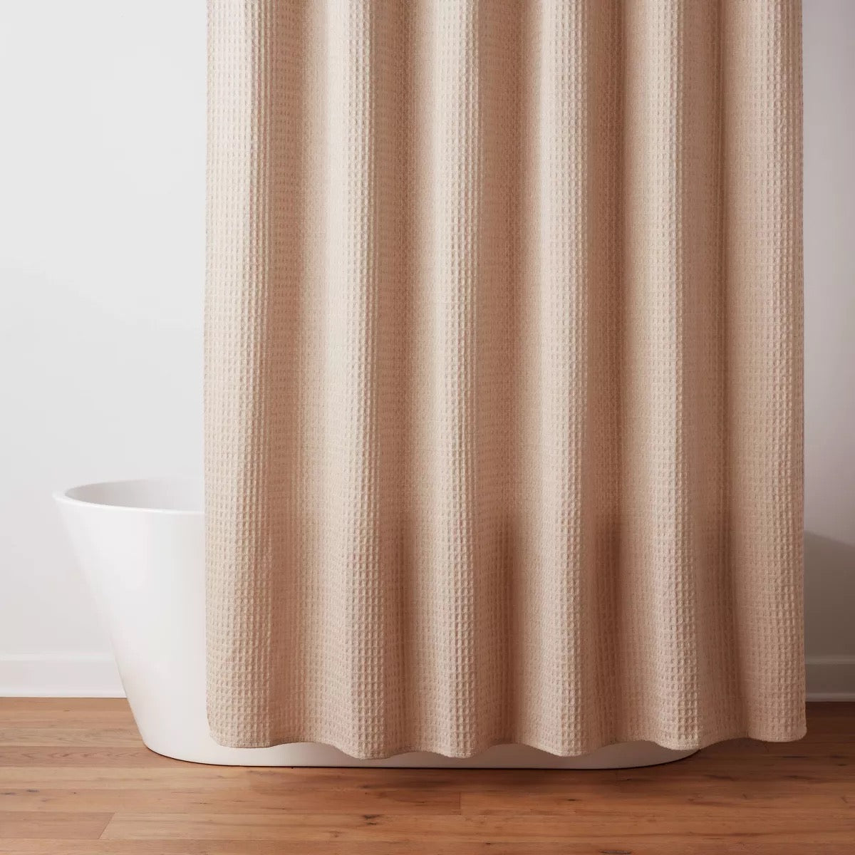 72"x72" Waffle Weave Shower Curtain Khaki - Threshold